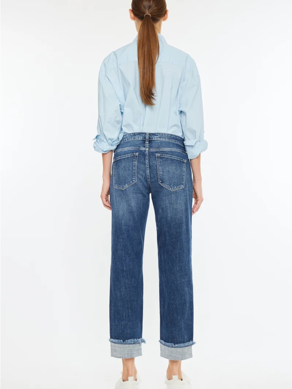 KanCan Distressed Dark Blue Boyfriend Jeans - Picture 2 of 3
